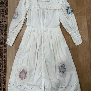 Sea New York Cream Eyelet-Trim dress